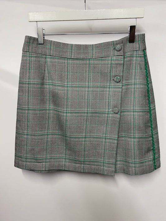 Oliver Bonas Green and Black Checkered A-line Mini Skirt 12