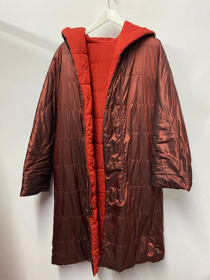 Oska Red Reversible Hooded Longline Puffer Coat Small