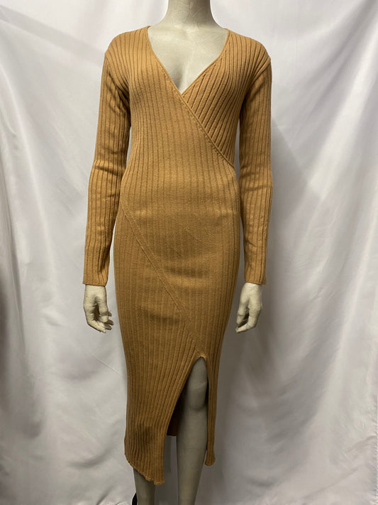 ASOS Beige Long Wrap Style Knitted Maxi Dress 6