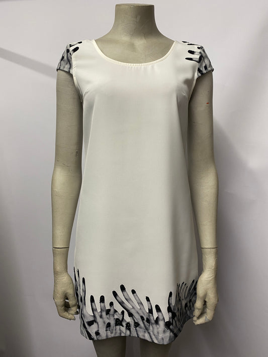 Lanvin White Hand Print Mini Dress