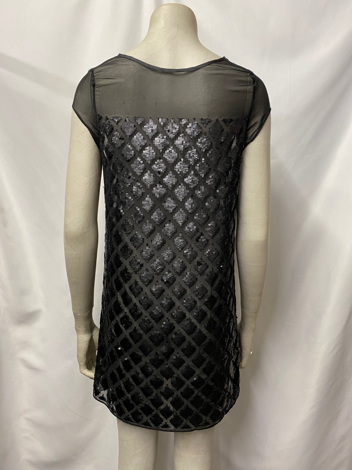 All Saints Black Sheer Sequin Tunic Dress Medium