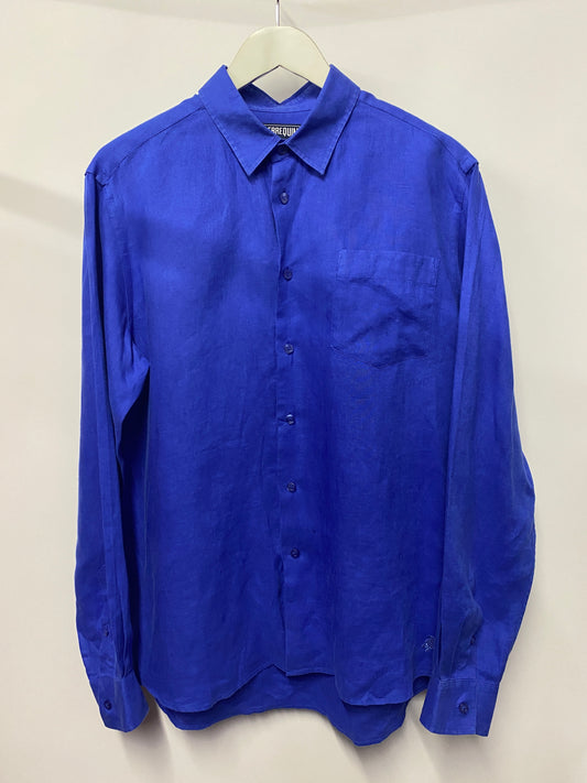 Vilebrequin Blue Linen Button Up Long sleeve Shirt Large