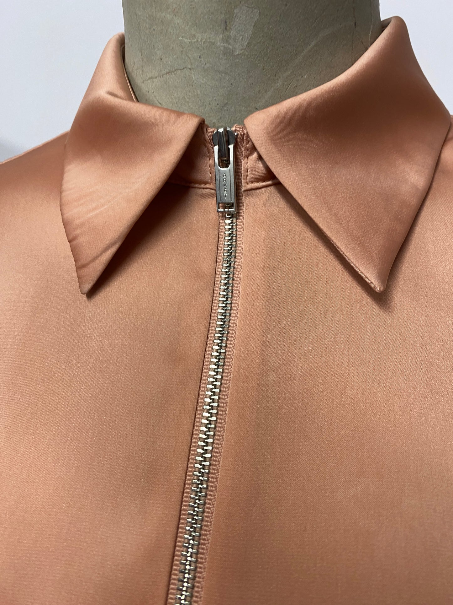 Arket Pink Satin Zip Collar Blouse 6