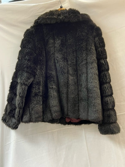 Astraka Vintage Faux Fur Dark Brown Coat Size 16