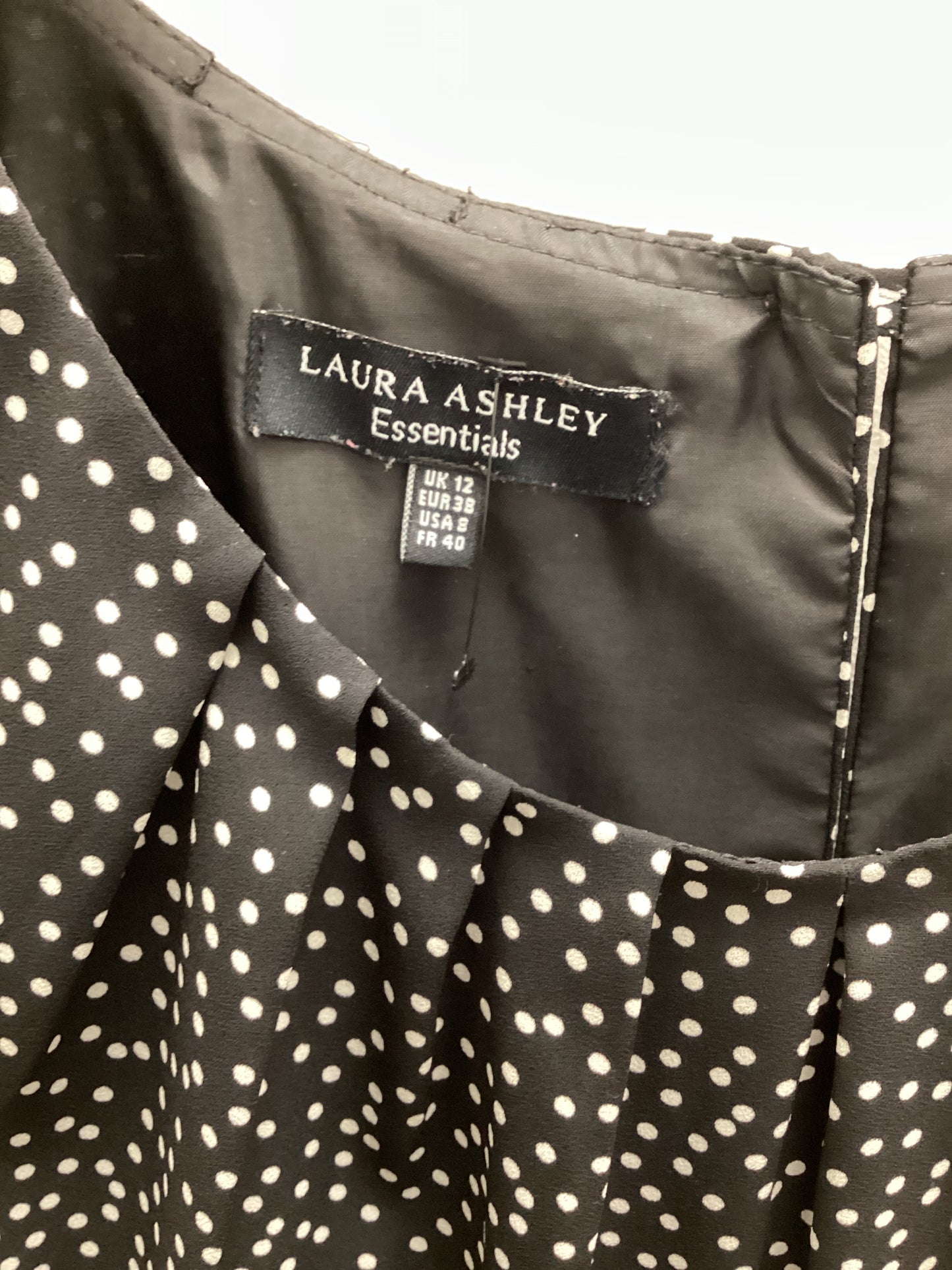 Laura Ashley Black and White Polka Dot Short Sleeve Dress Size UK 12