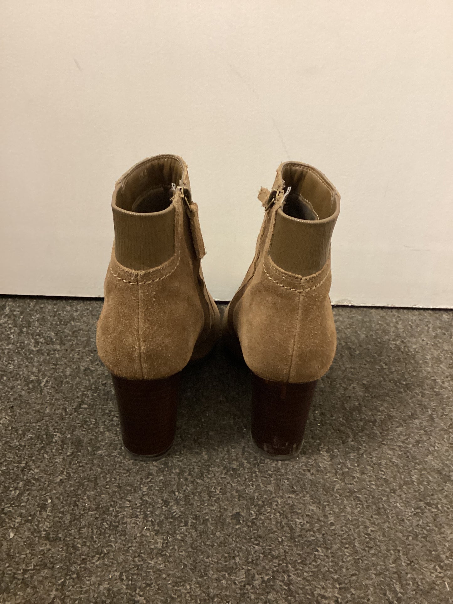 M&S Brown Suede Leather Heeled Boots Size UK 4