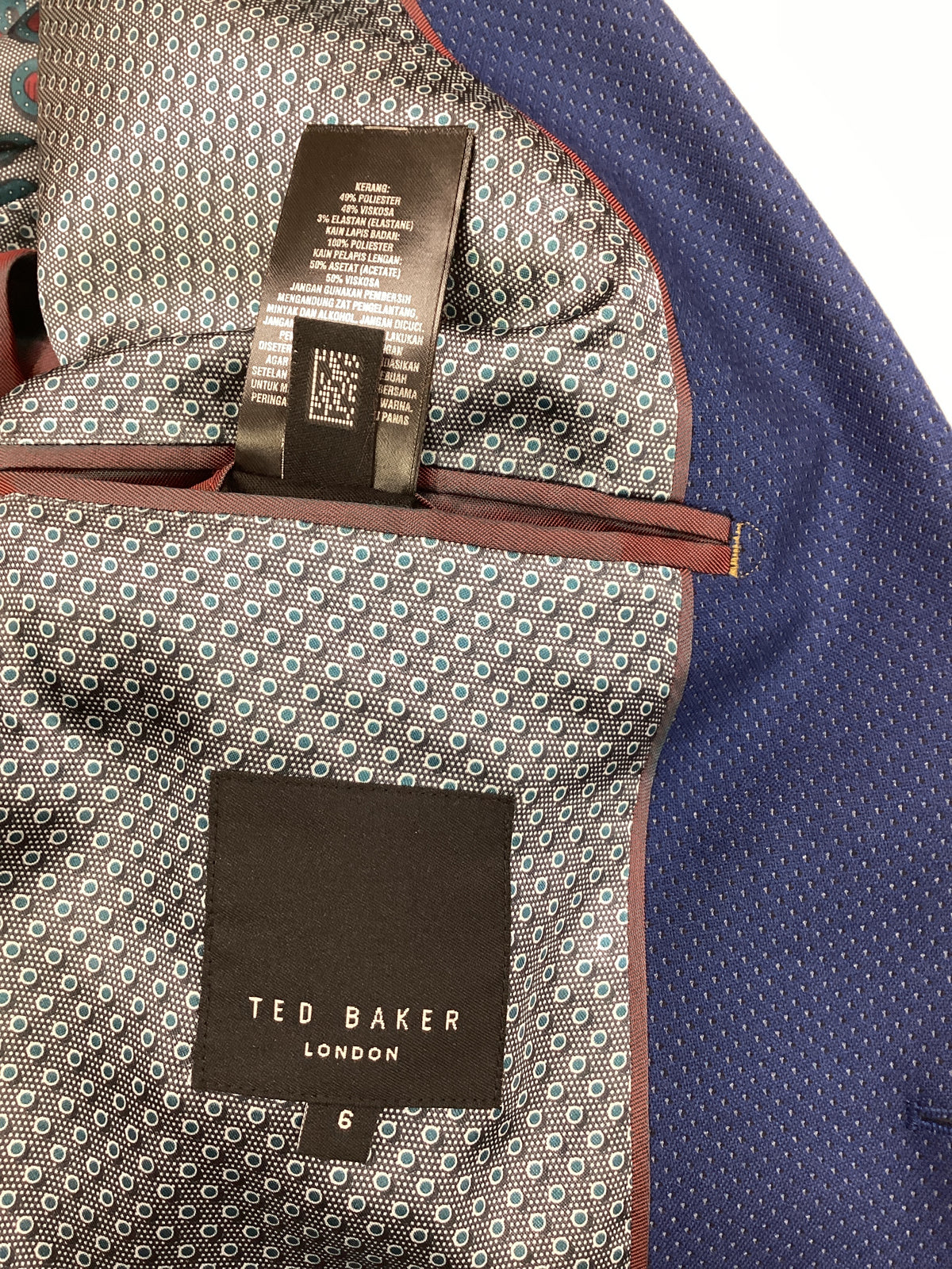 Ted Baker men’s Sports Jacket Blue with tiny dot pattern size 42 inch chest