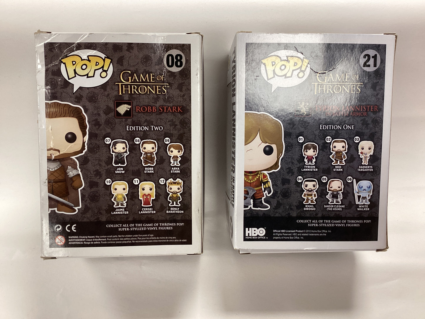 Set of 2 New Game of Thrones Funko Pops - Robb Stark (08) & Tyrion Lannister (21)