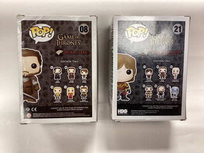 Set of 2 New Game of Thrones Funko Pops - Robb Stark (08) & Tyrion Lannister (21)