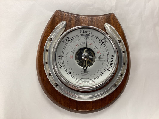 Vintage Edwardian Brown Horse Shoe Barometer- Scientific Instrument