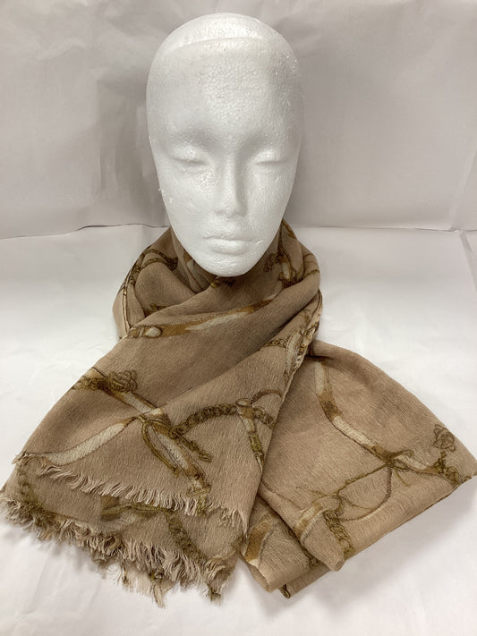 Borbonese Ladies Beige Cotton Scarf, equestrian design