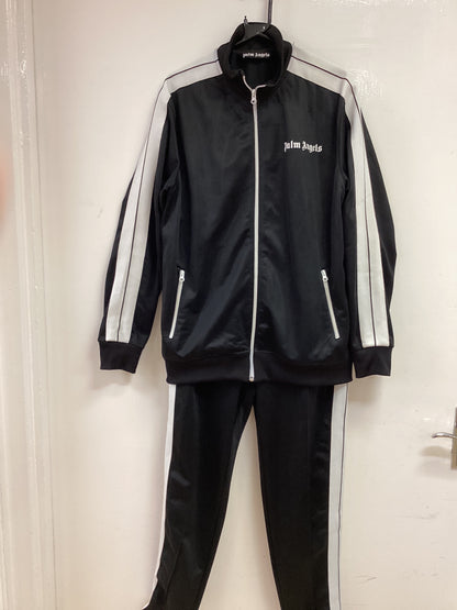 Palm Angels men’s 2piece Track Suit Black with White stripes size large