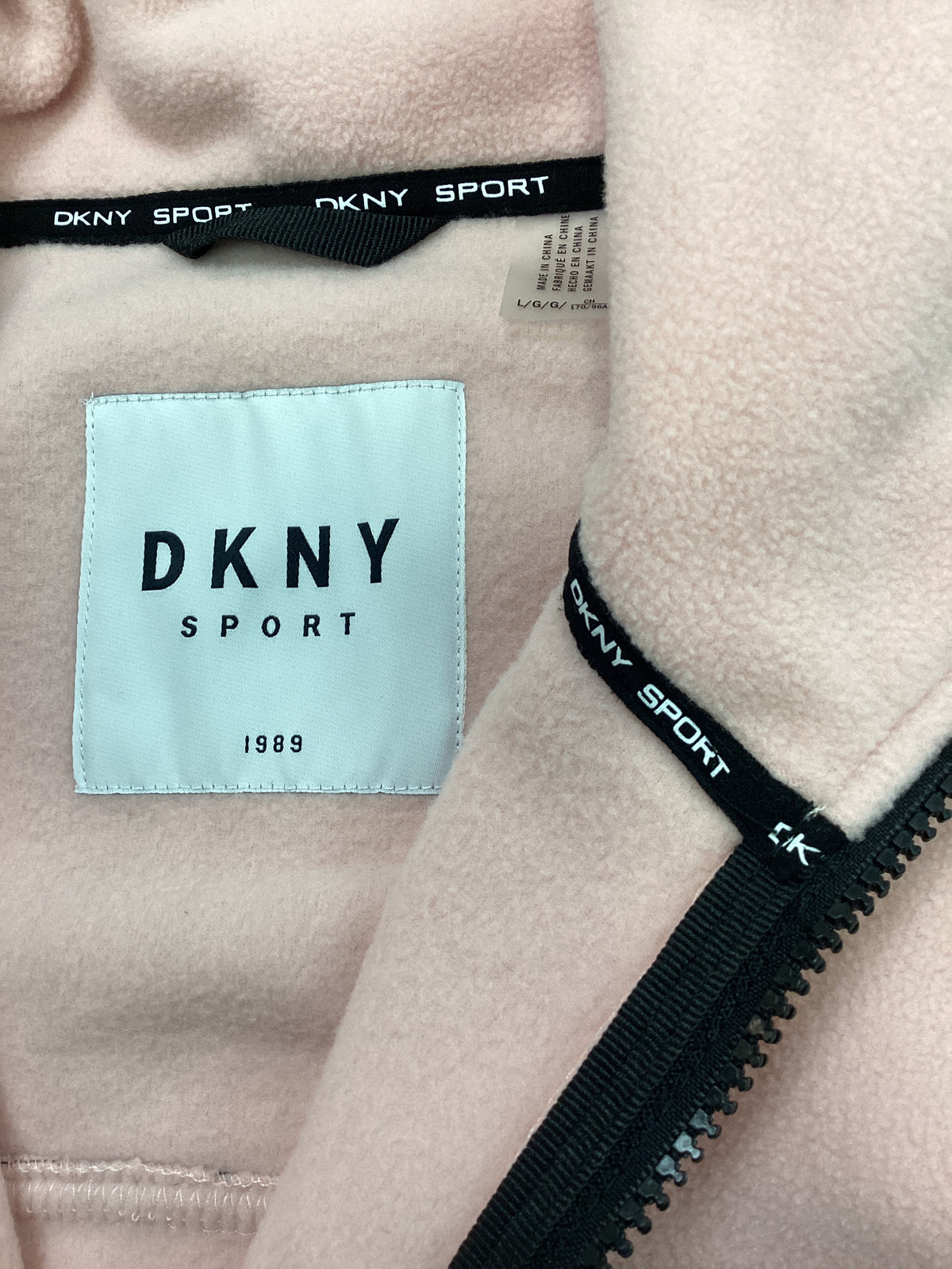 BNWT- DKNY Ladies Sports zip up jacket Pink (Rosewater) with Black trim size Large (Copy)