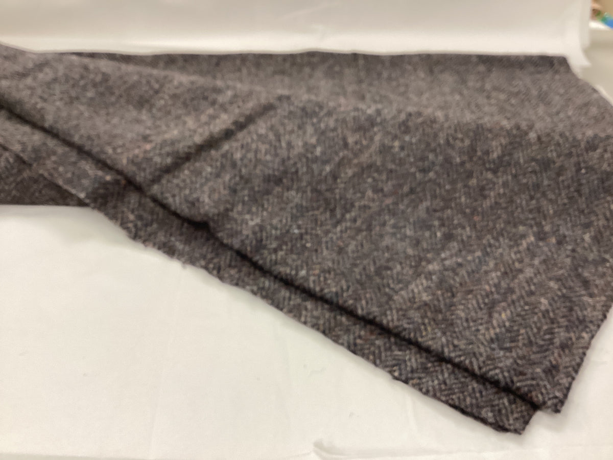 New Harris Tweed fabric 5yards x 29 inches Brown herringbone with colour flecks & original weaver and Brand labels