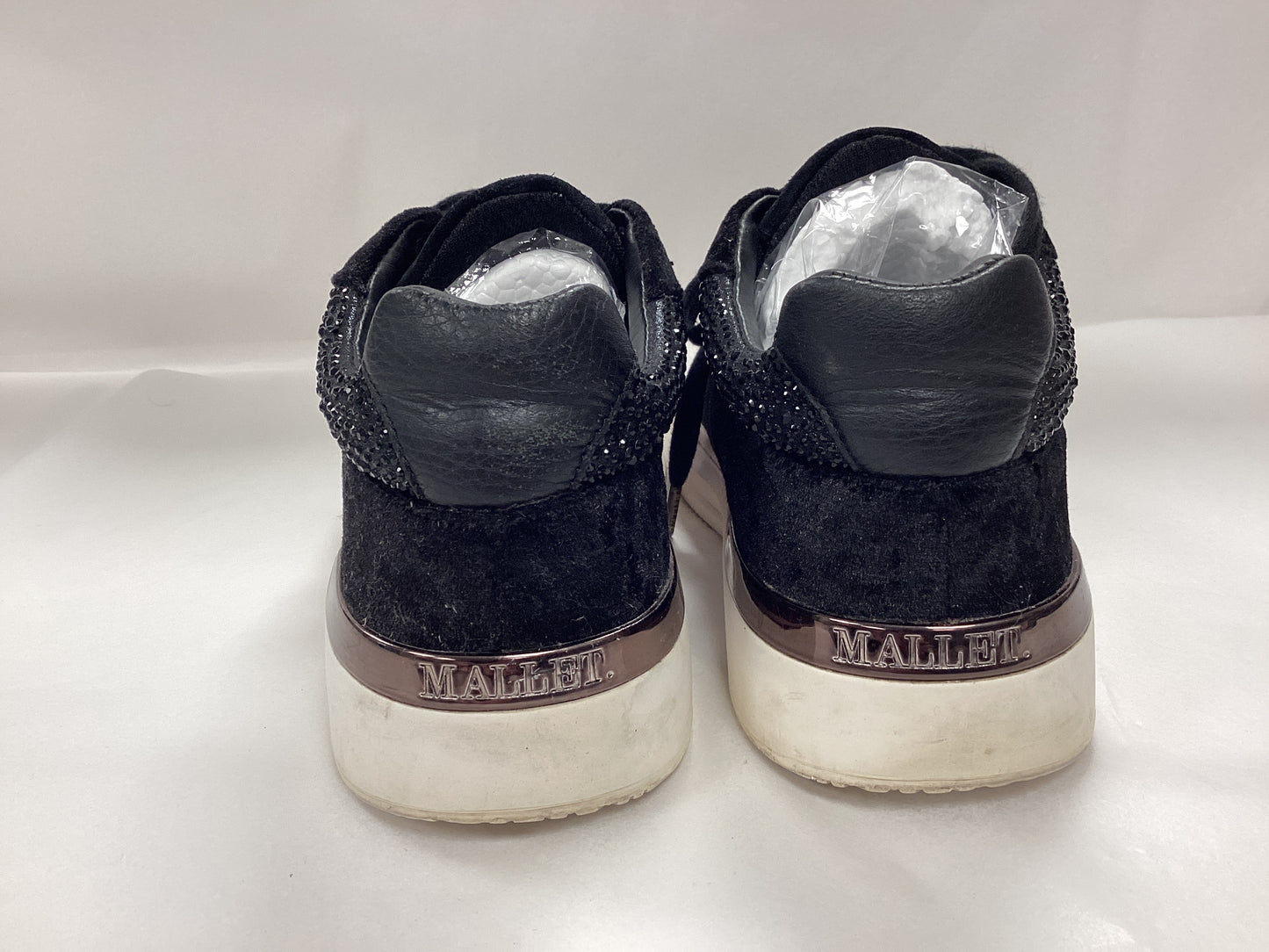 Mallet London Black Ladies Trainers, size UK4, with spare rhinestone's