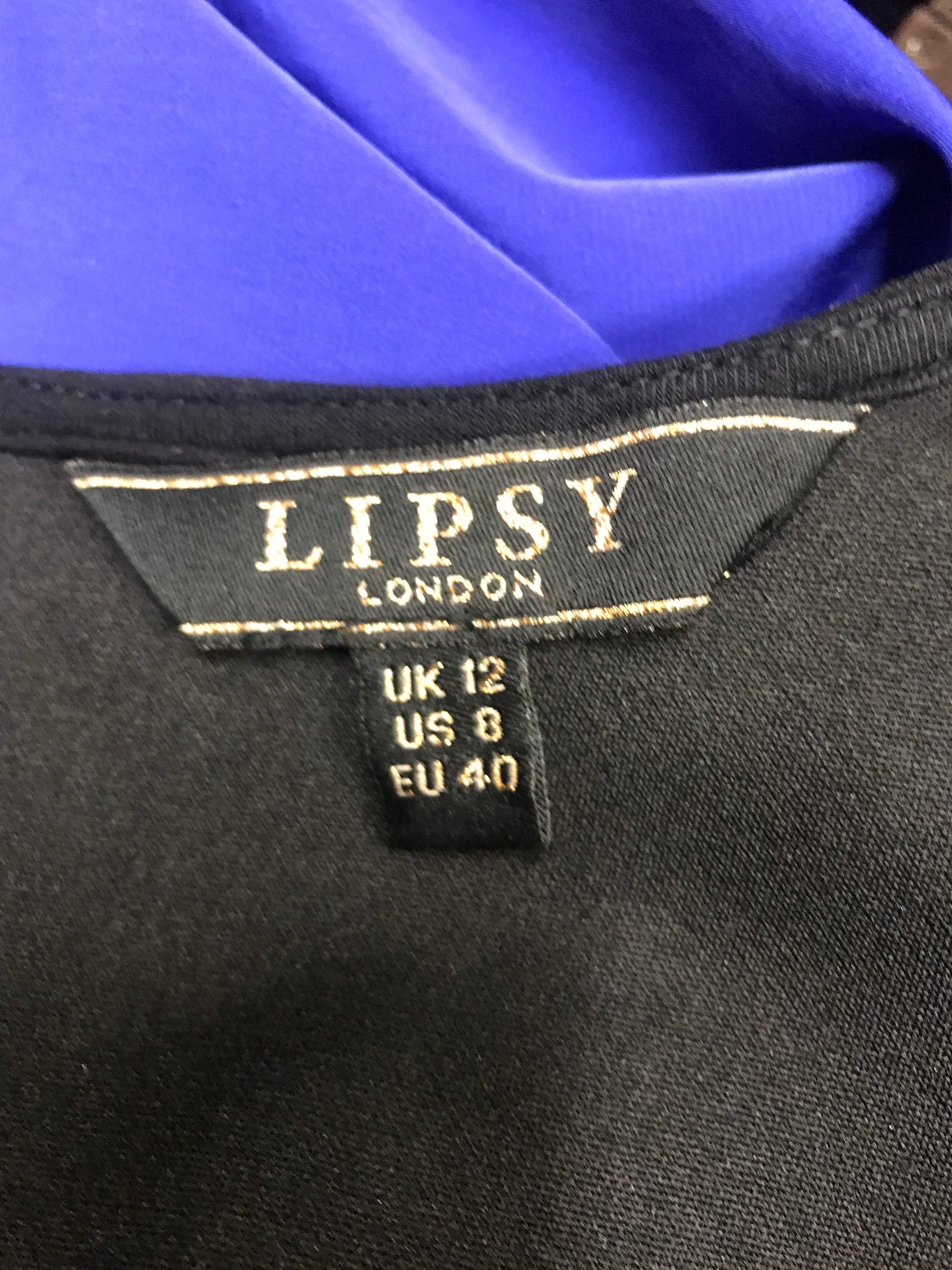 Lipsy of London Black Size 12 Skater Style Midi Dress With Zip On