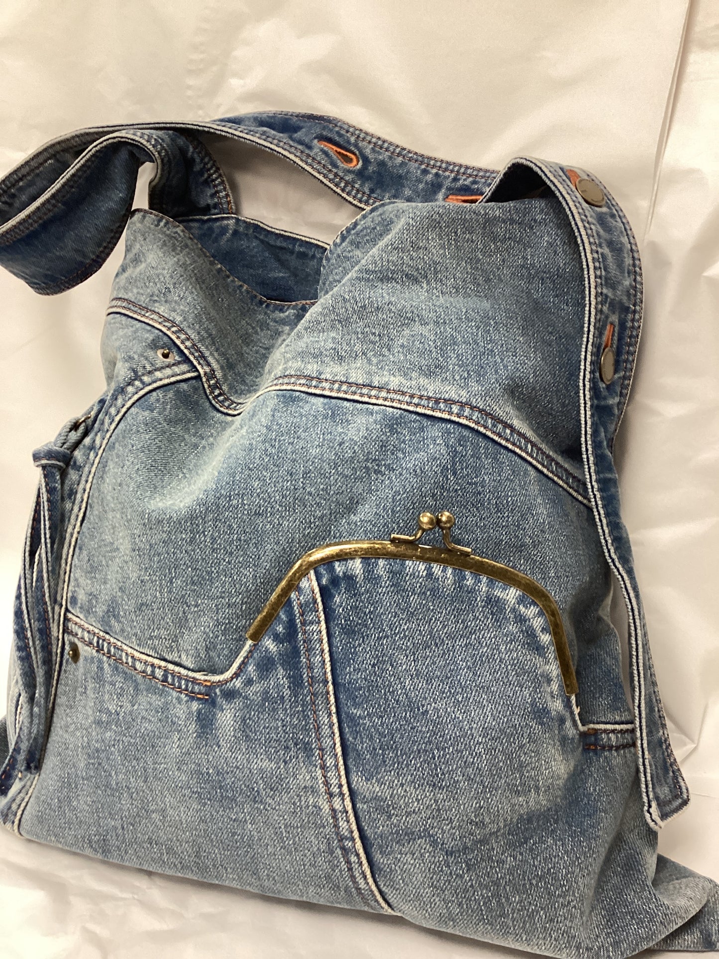 Brand New Urban Revivo Patchwork Denim Bag With Adjustable Strap