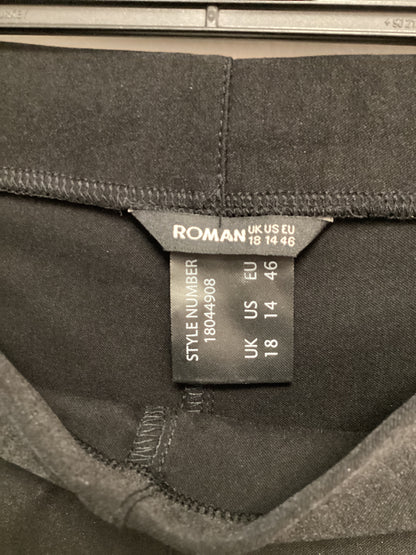 Roman Cropped Stretch Trousers - Black with Silver Studs (Style:18044908) Ladies Size UK18