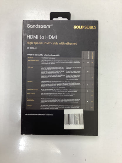 Sandstorm gold series HDMI to HDMI high-speed cable with Ethernet -New boxed (Copy)