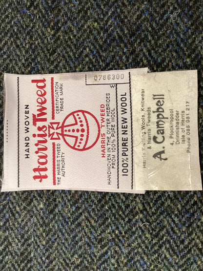 New Harris Tweed fabric 5yards x 29 inches Brown herringbone with colour flecks & original weaver and Brand labels
