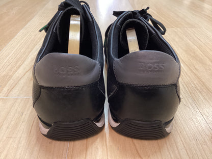 HUGO BOSS SATURN LOWP - Full Leather Black Trainer with Rubber Sole Size UK8