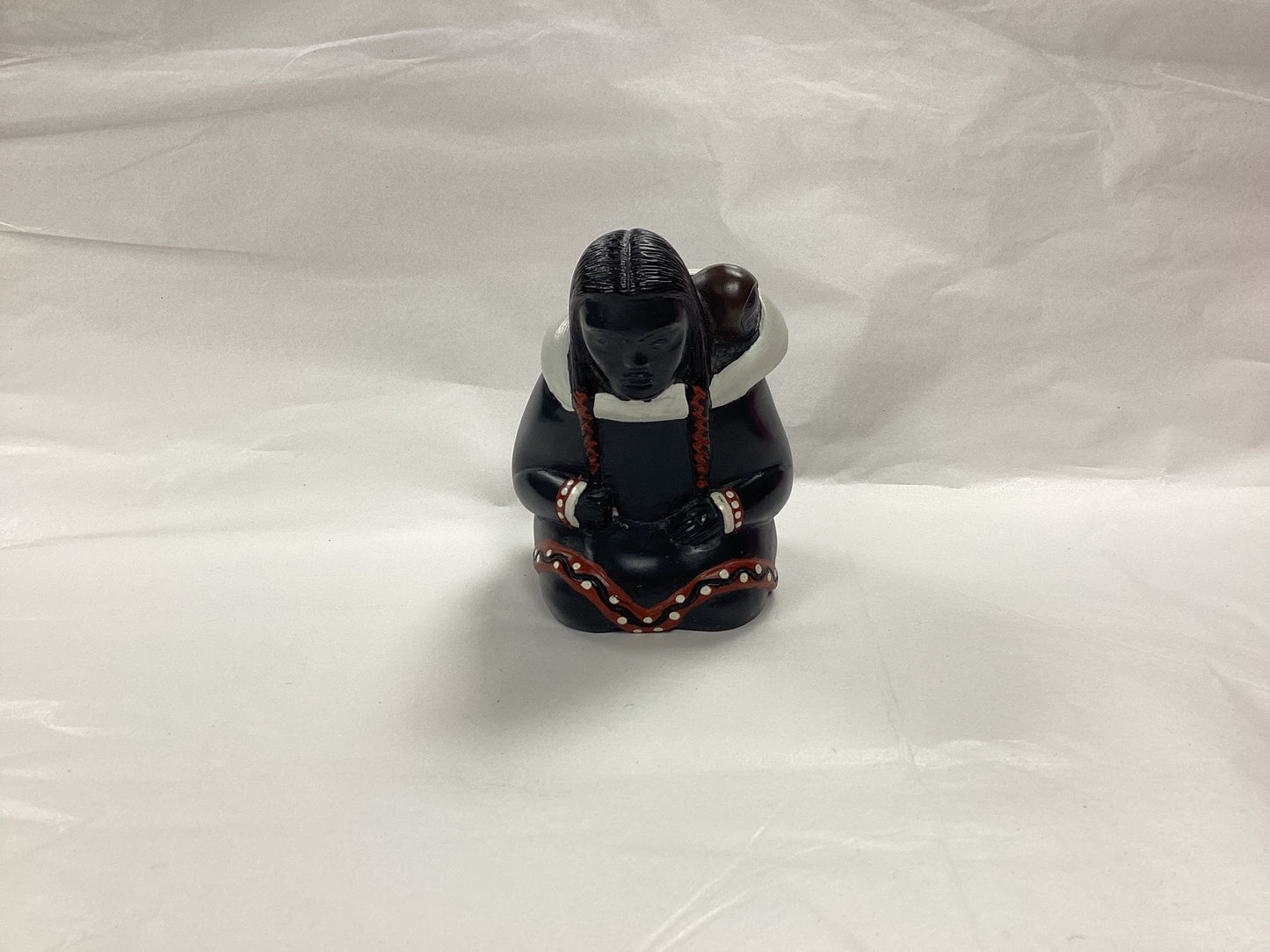 Vintage Saltstone Inuit Mother and Baby Statue