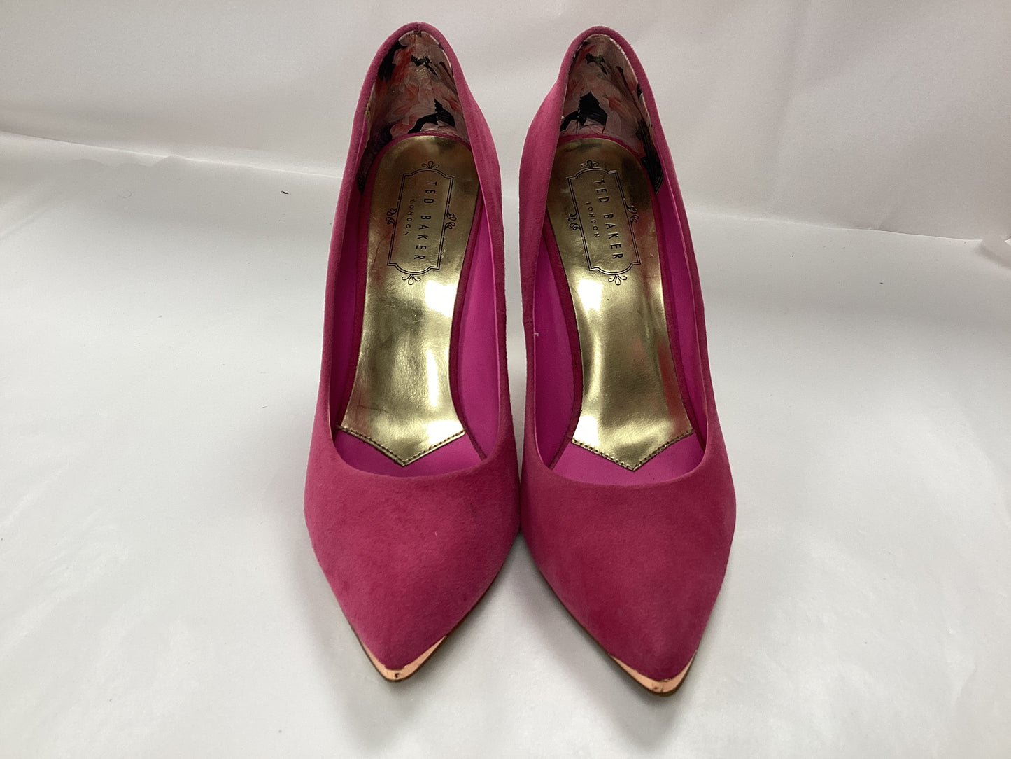 Ted Baker High Heels size UK4 and matching bag. Pink with Rosegold accents