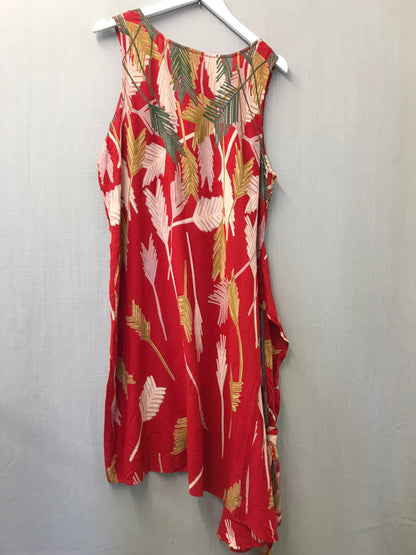 Jaba Red Multicolour Asymmetric Hem Occasion Dress Size XL