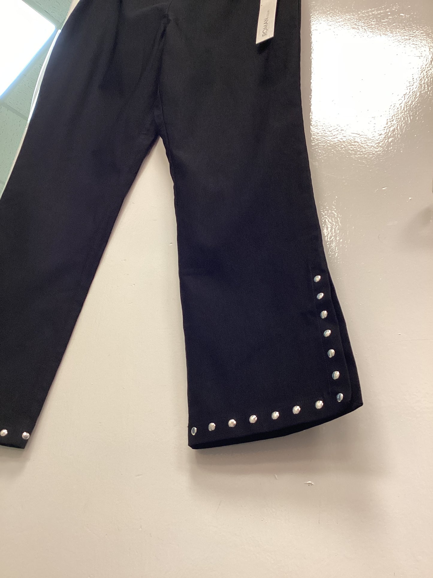 Roman Cropped Stretch Trousers - Black with Silver Studs (Style:18044908) Ladies Size UK18