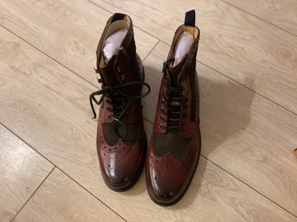 Goodwin Smith Artisan Bennett Bordo Black Scottish Style Brogue Boots size 10 BNIB