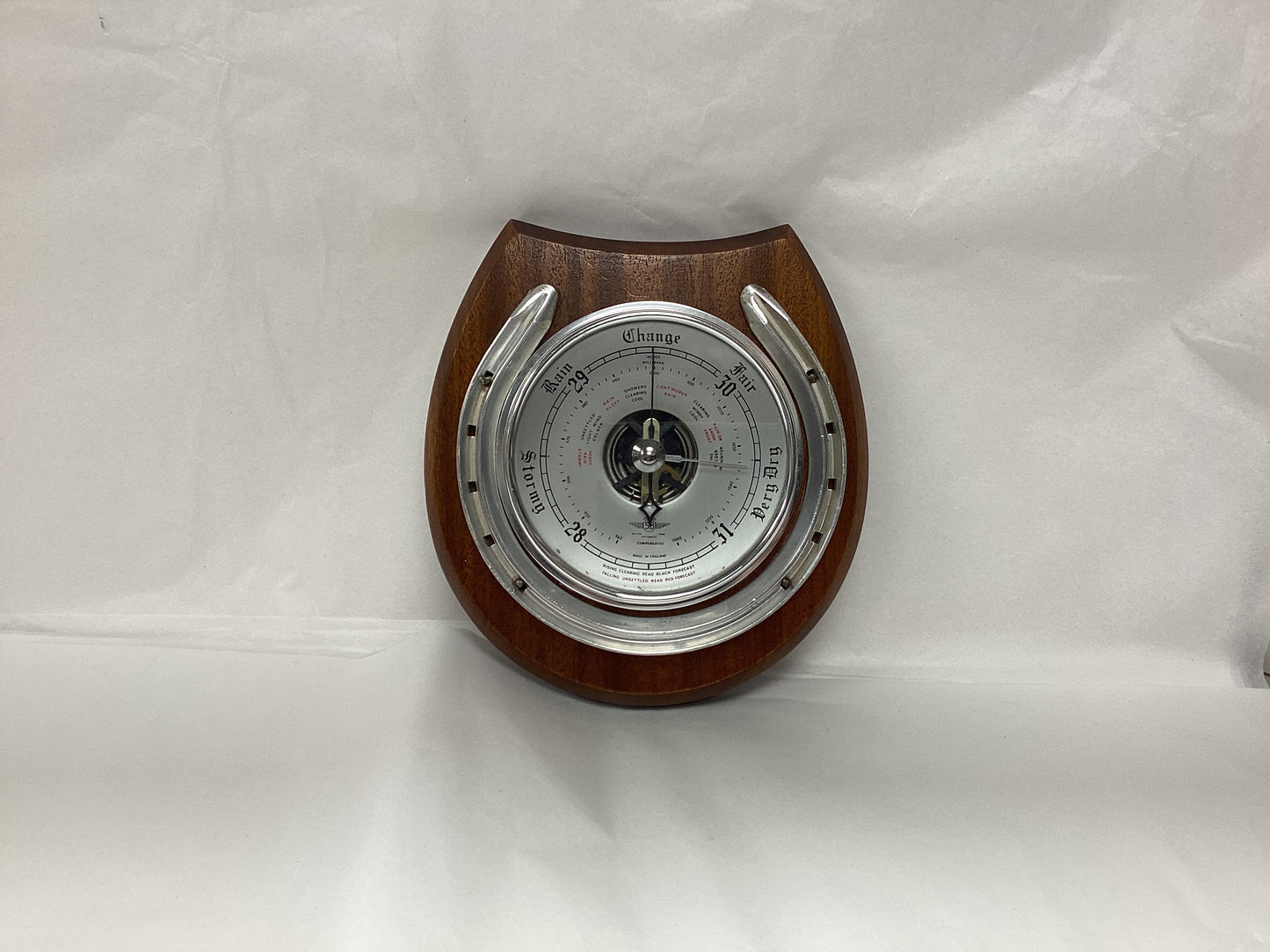 Vintage Edwardian Brown Horse Shoe Barometer- Scientific Instrument