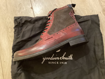 Goodwin Smith Artisan Bennett Bordo Black Scottish Style Brogue Boots size 10 BNIB