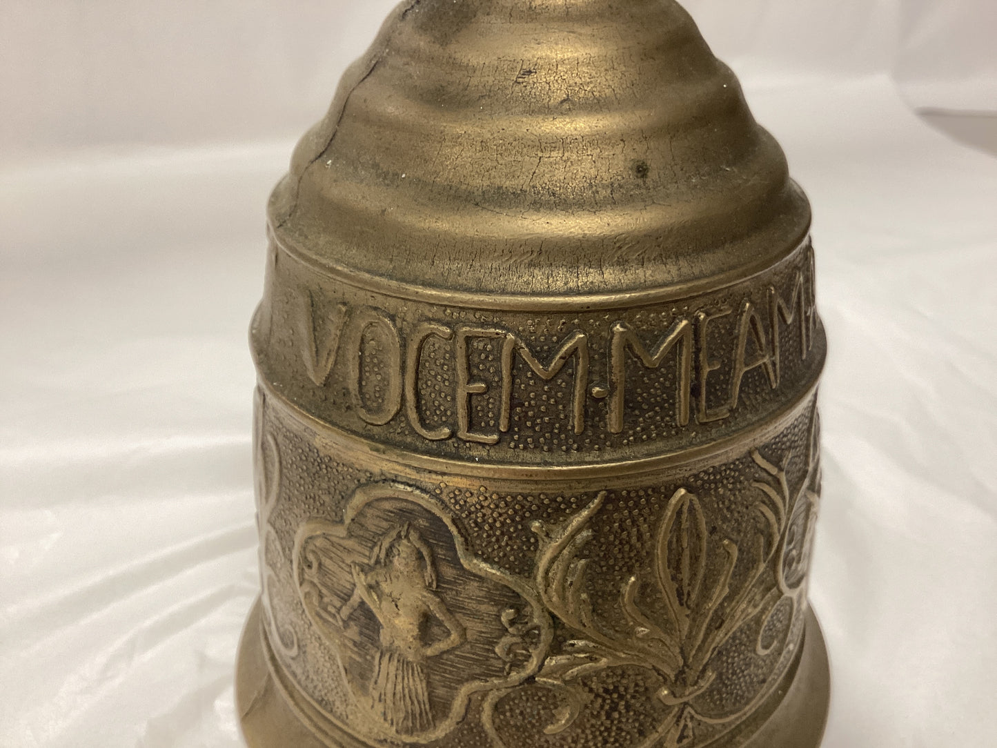 Antique Brass Monastery Bell - “Qui-Me-Tangit-Vocem-Meam-Audi” (Translation from Latin- “Whoever touches me hears my voice”)