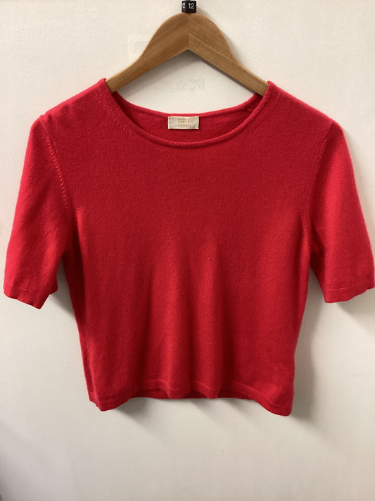 Marks & Spender Women’s Red Cashmere Short Sleeve Top Size UK 12
