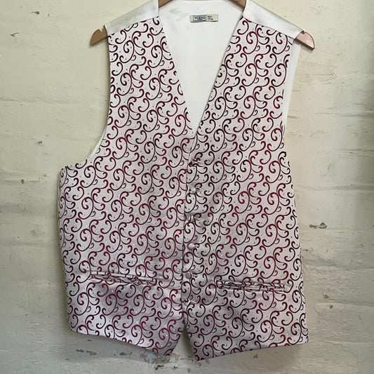 BHS Wedding Collection Red And Pearl Waistcoat Size 46