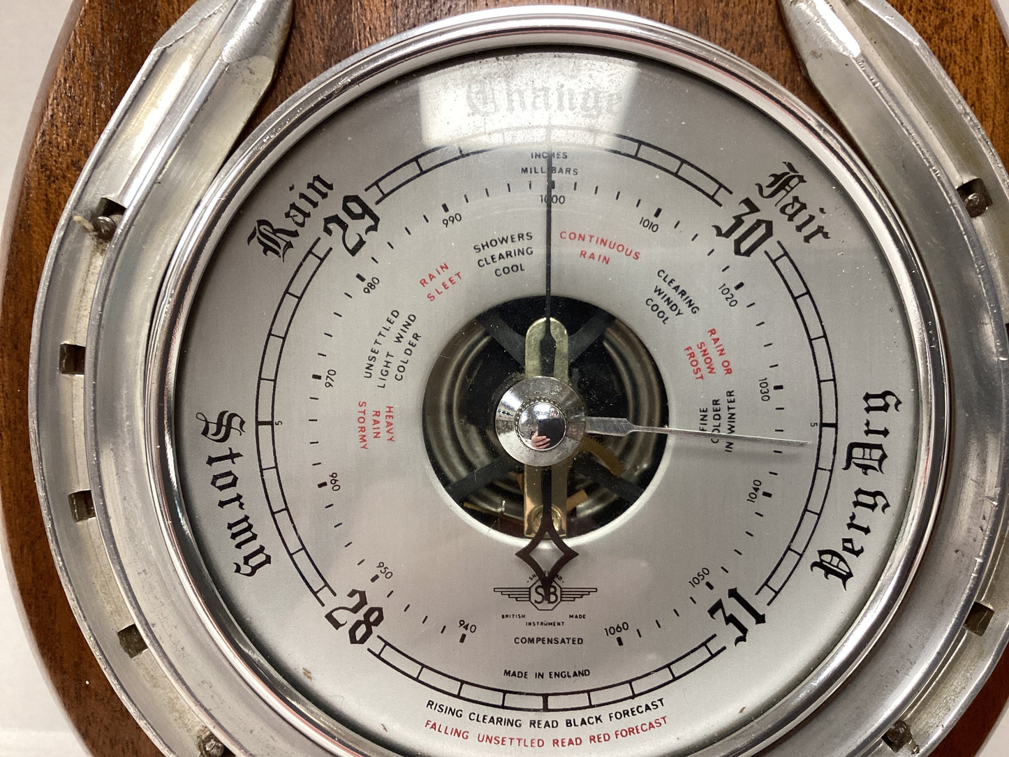 Vintage Edwardian Brown Horse Shoe Barometer- Scientific Instrument