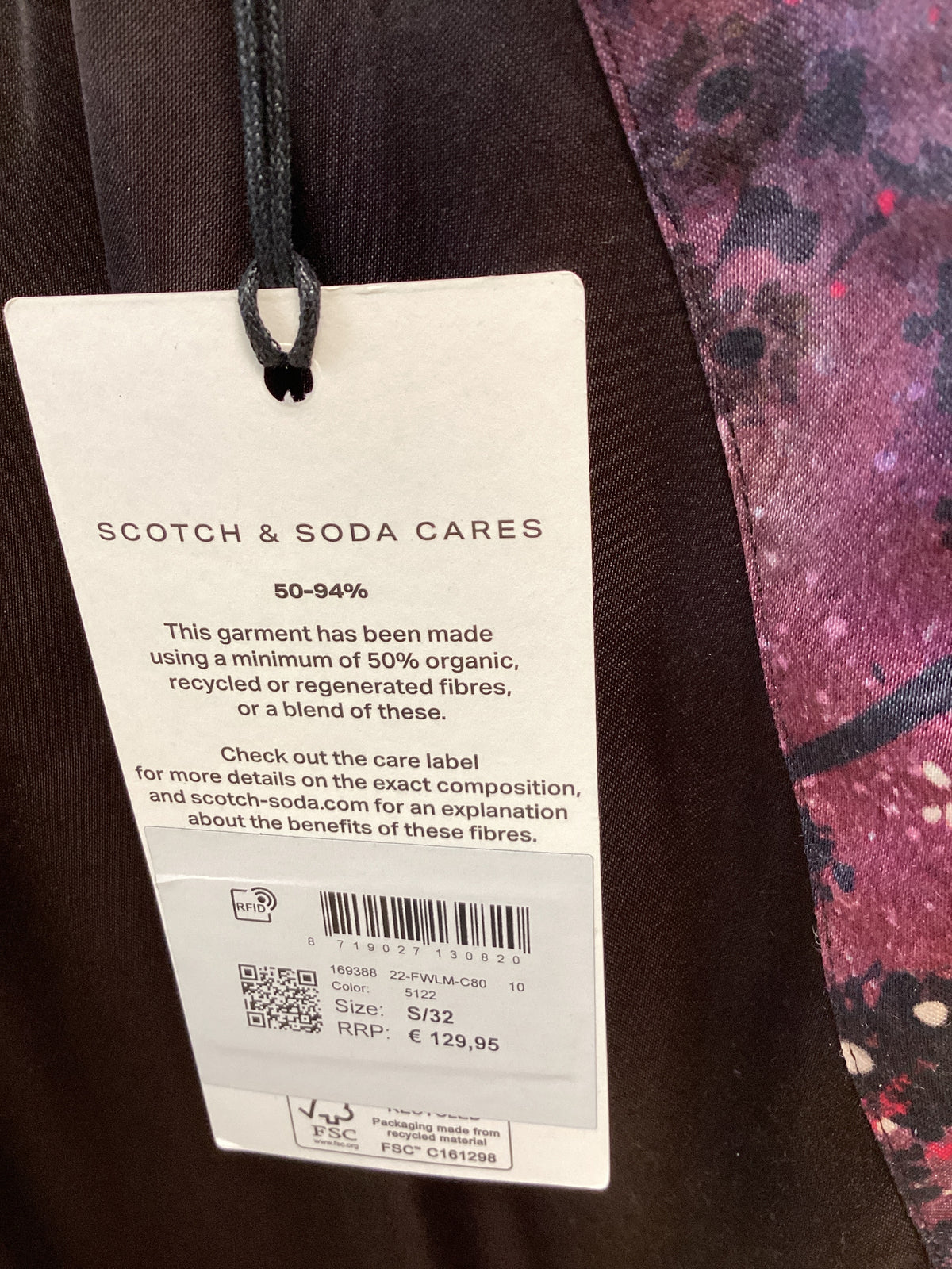 Scotch & Soda BNWT -NINA mid tapered trousers size small/32 Burgandy