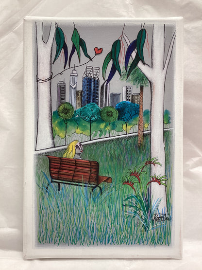 BNWT Kerri Blades, Facing West, Handworked Print on Canvas