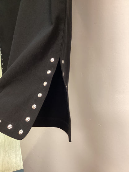 Roman Cropped Stretch Trousers - Black with Silver Studs (Style:18044908) Ladies Size UK18
