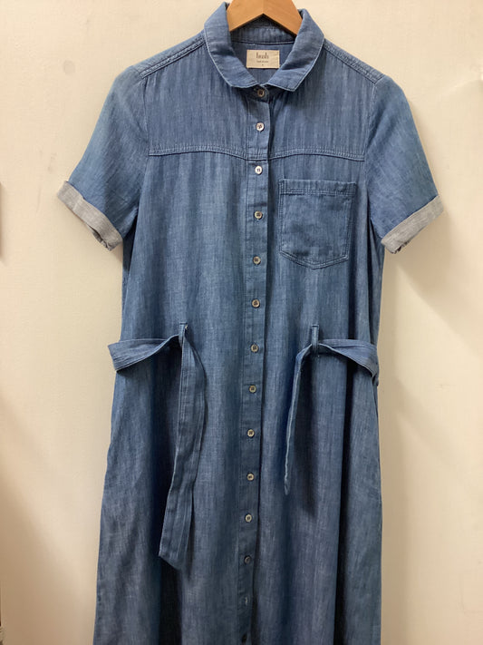 Hush Women’s Blue Denim Long Midi Belted Shirt Dress Size UK 8