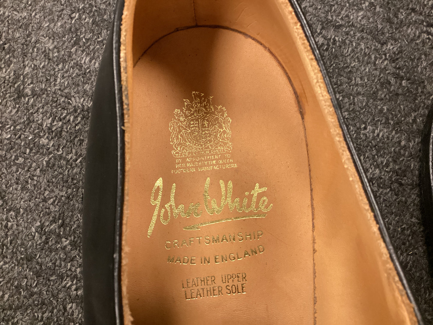 John White 100% Leather Black Shoes - Size 15