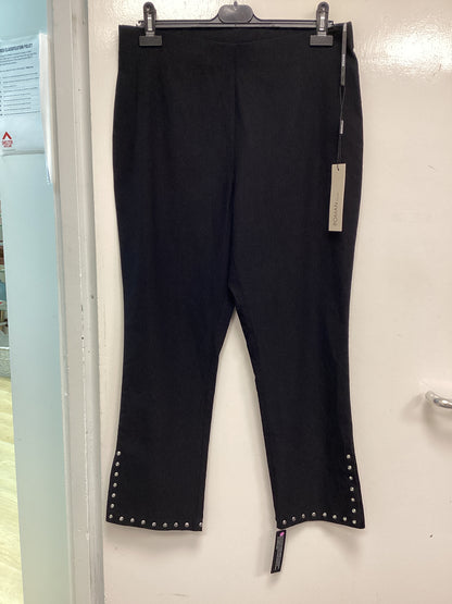 Roman Cropped Stretch Trousers - Black with Silver Studs (Style:18044908) Ladies Size UK18