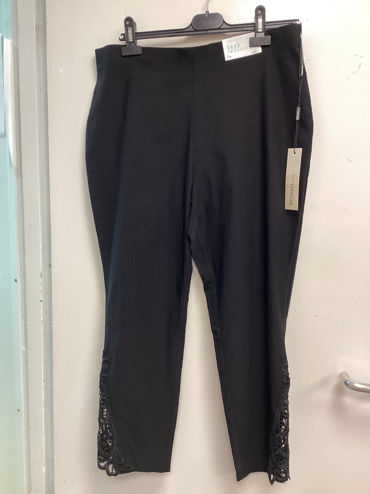 Roman Crop Trouser Black with Lace detail (Style: 18014208) Ladies Size UK18