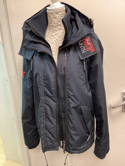 Super Dry New Women’s Hooded Windbreaker Jacket Eclipse Navy Size14