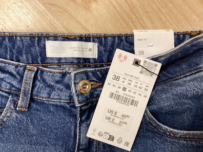 BNWT Zara Mom Jeans Mid-Blue, Size UK 10, 38cm/14inch Waist