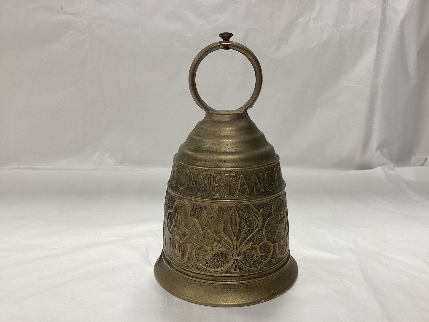 Antique Brass Monastery Bell - “Qui-Me-Tangit-Vocem-Meam-Audi” (Translation from Latin- “Whoever touches me hears my voice”)