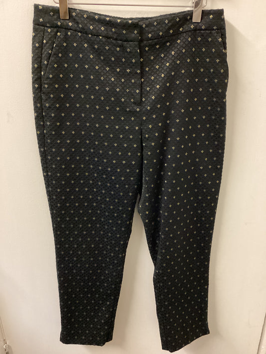 Marks & Spencer Black Pattern Formal Trousers Size UK 10 Short