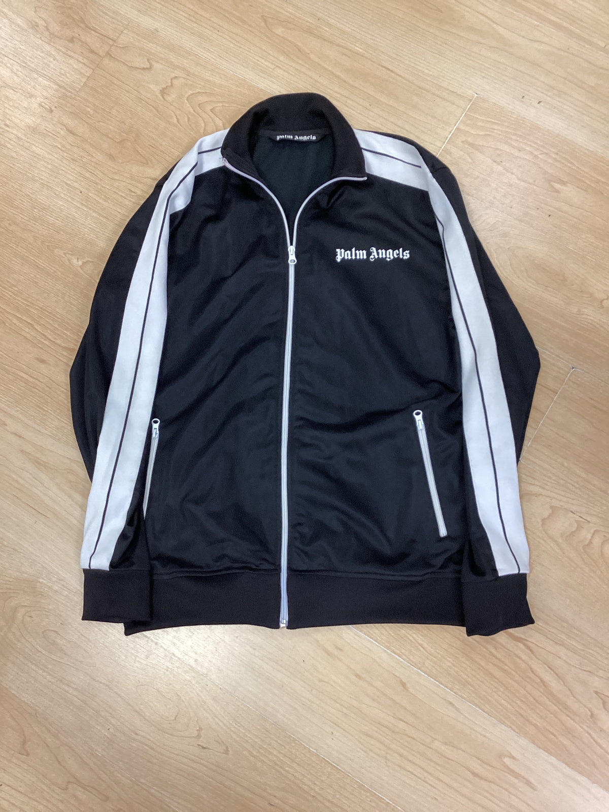 Palm Angels men’s 2piece Track Suit Black with White stripes size large