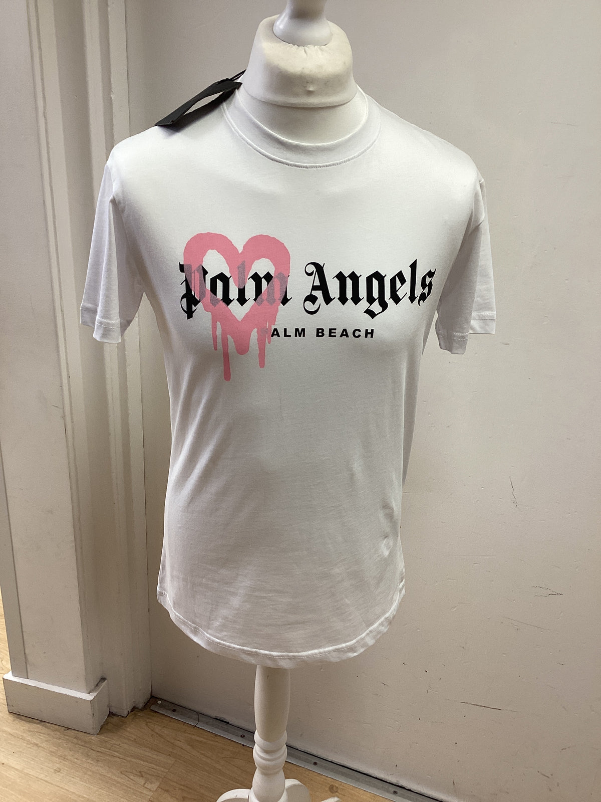 Palm Angels new men’s White with pink motif t-shirt size small BNWT