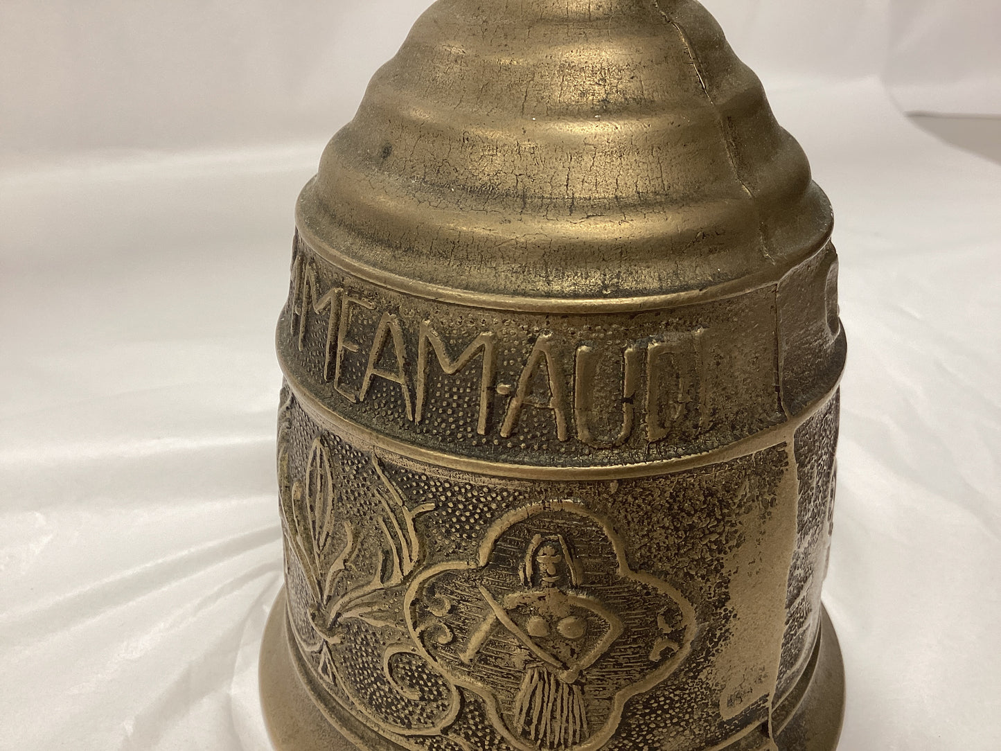 Antique Brass Monastery Bell - “Qui-Me-Tangit-Vocem-Meam-Audi” (Translation from Latin- “Whoever touches me hears my voice”)